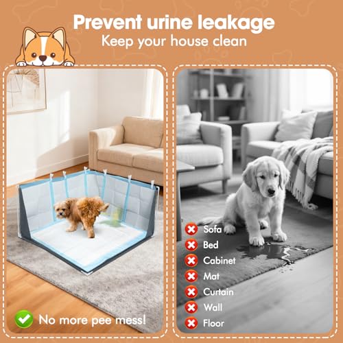 Dog Pee Pad Holder with High Walls, Portable Dog Litter Box for Inside Potty, Splash-Proof No Spill Pee Shield Pad Holder Tray for Puppies Small and Medium Dogs (Grey, Only Pee Pad Holder) - color: Litterbox Only