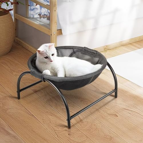 JUNSPOW Cat Bed Dog Bed Pet Hammock Bed Cat Sleeping Cat Supplies Pet Supplies Whole Wash Stable, Detachable & Breathable Easy Assembly Indoors Outdoors, 16.9 in x 16.9 in x 9.5 in - color: Black, size: 16.9"L x 16.9"W x 9.5"Th (Mesh)