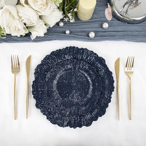 DaYammi 60Pcs Blue Plastic Plates - Dark Blue Pates Disposable - Heavy Duty Plastic Plates for Party Including 30 Dinner Plate, 30 Dessert Plate,blue Disposable plates for Party Wedding Dinner - color: Dark Blue