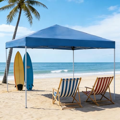 ZENY 10x10 Pop Up Canopy Tent Easy Set-up Outdoor Patio Canopy Adjustable Straight Leg Heights Instant Shelter with Wheeled Bag, Ropes - style: 10x10ft-Blue