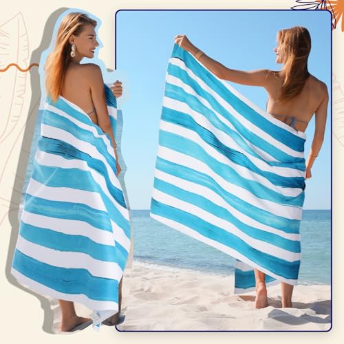Mixweer 8 Packs Microfiber Beach Towel Bulk 60 x 28 Inch Sand Free Travel Large Microfiber Pool Swim Multi Style Beach Towel Blanket for Adult on Vacation Accessories (Simple Style) - style: Simple style