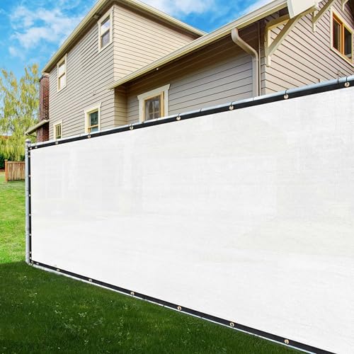 ShadeMart 4' x 50' White Fence Privacy Screen Windscreen Shade Fabric Cloth HDPE, 90% Visibility Blockage, with Grommets, Heavy Duty Commercial Grade, Cable Zip Ties Included (We Customize Size) - color: White, size: 0 4' x 5 0'