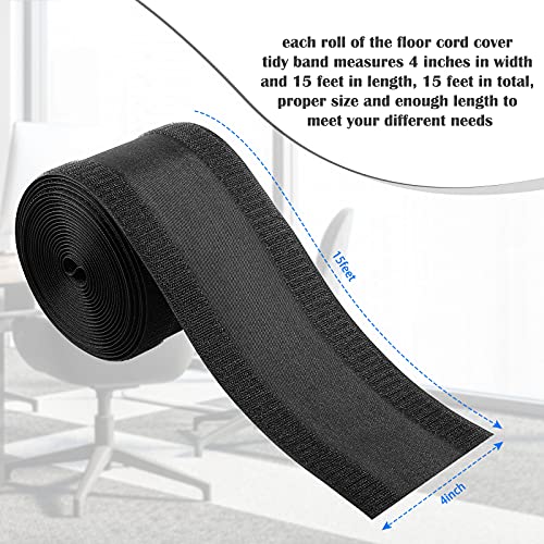 Syhood Cord Cover Floor Cable Protector Carpet Wire Cover Floor Cable Management for Office Carpet Organized and Protect(4 Inch X 15 Feet,Black) - color: Black, size: 4 Inch X 15 Feet