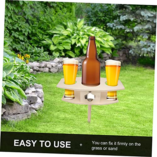 GLEAVI 1Pc Detachable Wooden Beer Stake Outdoor Wine Rack for Picnics Camping Concerts Khaki Color Elevates Drinks Keeps Them Stable Above Ground