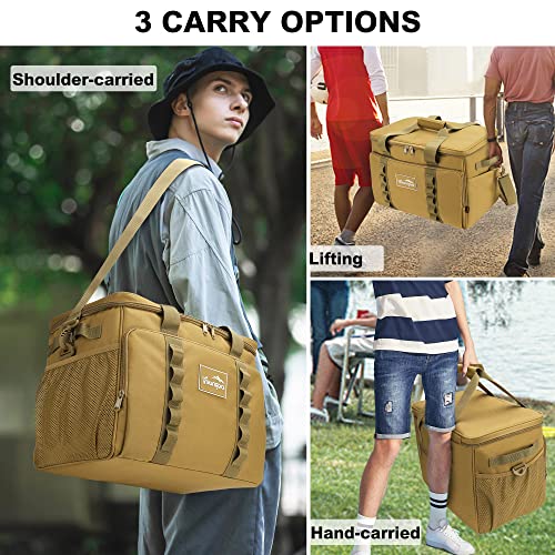 Cooler Bag 48-Can Insulated Leakproof Soft Cooler Large Collapsible Portable Travel Cooler Bags 32L for Picnic, Waterproof Soft Ice Chest for Camping, Beach, Fishing, Outdoor - 32 Quart - color: Brown
