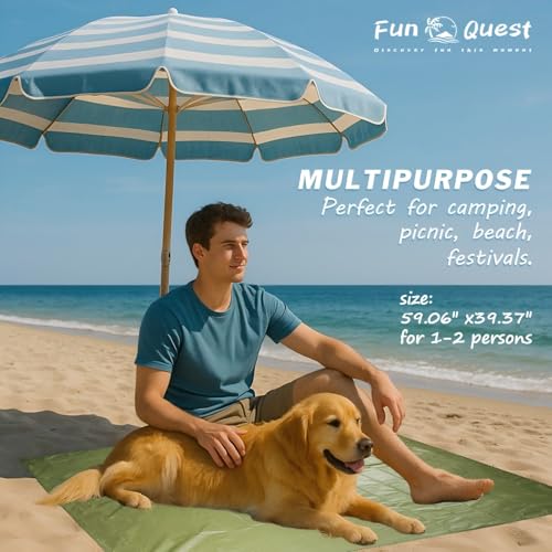 Picnic Blanket Waterproof – Packable Sand Proof Beach Blanket (0.42lb/0.66lb), Compact & Foldable, Fits in Pocket with Integrated Stakes, Ideal for Camping, Hiking, Travel, Concert, Festival - size: Military Green Burger 59.06" x 39.37"