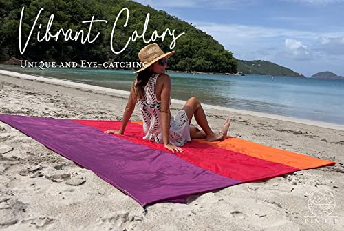BINDLE Eco-Beach Blanket 84"x80" Large, Recycled Lightweight Material, Sand Free Water Resistant Sandproof, Oversized Portable Picnic Mat for Outdoors Camping Travel, Sunset Vibes - color: Sunset Vibes, size: L-7'x7' (1-4 persons)