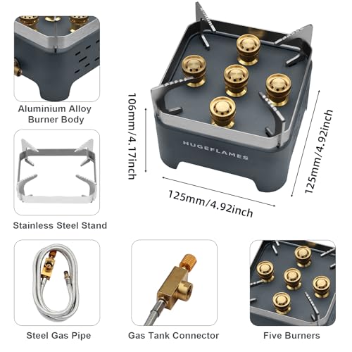 Portable Camping Stove, Powerful Gas Stove, Propane Camp Stove with Carrying Case, 30,000 BTU Small Propane Stove, Gas Burners for Cooking Outdoor Hiking Picnic BBQ - style: Five Burners