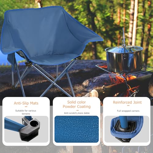 2 Pack Portable Camping Chair Compact Collapsible Outdoor Folding Sports Chairs for Adults Heavy Duty Camp Sporting Events Park Lawn 400 Lbs Blue - color: Blue, size: single chair﻿