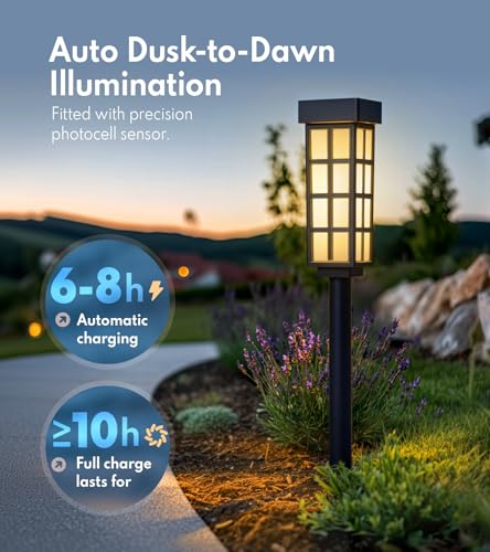 PASAMIC Solar Pathway Lights Outdoor, 24 Inch Tall Solar Landscape Lights, IP65 Waterproof Outdoor Lights, Warm White LED Solar Garden Lights for Yard Patio Lawn Driveway Walkway Path Lighting - color: Black（Acrylic）
