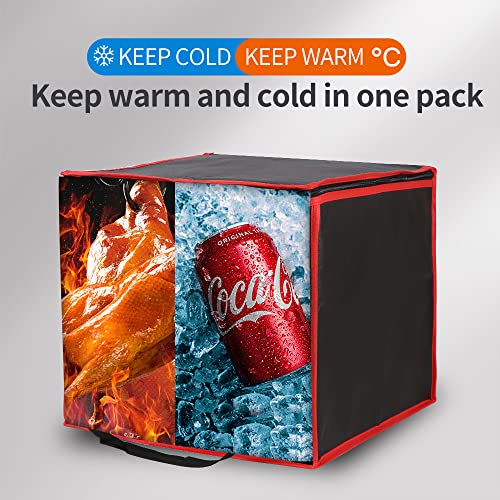 Bodaon Insulated Pizza Delivery Bag, 16" x 16" x 14" Pizza Warmer Bags for Carry Hot, Commercial Delivery Bag, Food Warmers for Parties, Pizza Pack Insulation, Pizza Carrier (Black-Red, 1Pk) - color: Red