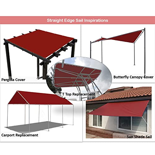 Alion Home Waterproof Rectangle Sun Shade Sail Straight Edge Canopy Cover with Grommet for Pergola Patio Gazebo Carport Outdoor Car Tent (8' x 12', Burgundy Red) - color: Burgundy Red, size: 8' x 12'