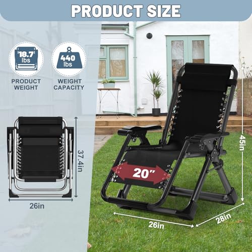Slsy Zero Gravity Chair, Reclining Lounge Chair with Removable Cushion & Tray for Indoor and Outdoor, Patio Recliner Folding Reclining Chair - color: Linen Persian Green, style: Zero Gravity Chair