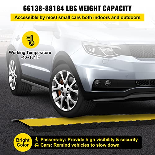 VEVOR 5 Channel Cable Protectors Extreme Rubber Cable Ramps Heavy Duty Protective Cable Wire Cord Ramp Driveway Rubber Traffic Speed Bumps Cable Protector (5-Channel, 1Pack-18000Lb) - size: 1PC-5 Channel