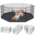 Artmalle Puppy Pet Playpen 8 Panel 24 Inch Indoor Outdoor Metal Portable Folding Animal Exercise Dog Fence Ideal for Pet Animals Dog Cat Rabbit Breed Puppy with Bottom Pad (Black with Bottom pad) - style: 24'' x 24'' with Bottom cover