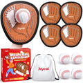 JoyCat Toss and Catch Ball Game for Kids,4 Paddles Outdoor Toys for Family Camping, Beach & Yard Game,Toddler Baseball Glove&Sticky Ball Set, Sports Birthday Gifts for Boys Girls Age 3-12 - style: 4 Paddles 4 Balls(Brown)