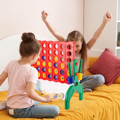 1.9 Feet Giant 4 in A Row Game, Jumbo 4-to-Score Connect Game Set for Kids & Adults Outdoor Yard, Lawn & Indoor Floor Play, Family Game Night & Party Board Games, Grand Birthday Easter Gifts