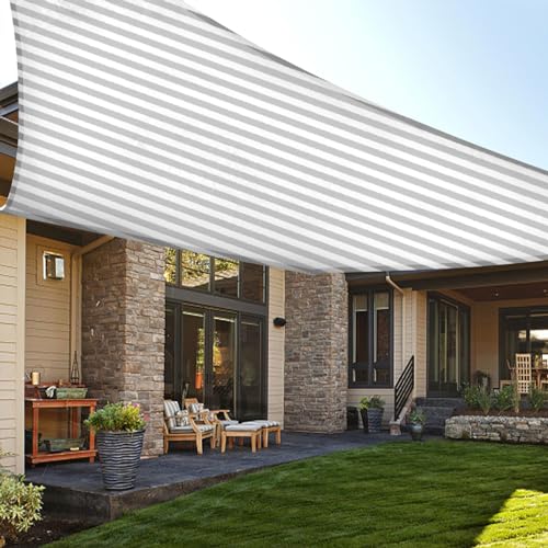 LOVE STORY 6.5' x 10' Rectangle Grey-White Sun Shade Sail Canopy UV Block for Outdoor Patio Garden Backyard - color: Grey-White, size: 0 6.5' x 1 0'