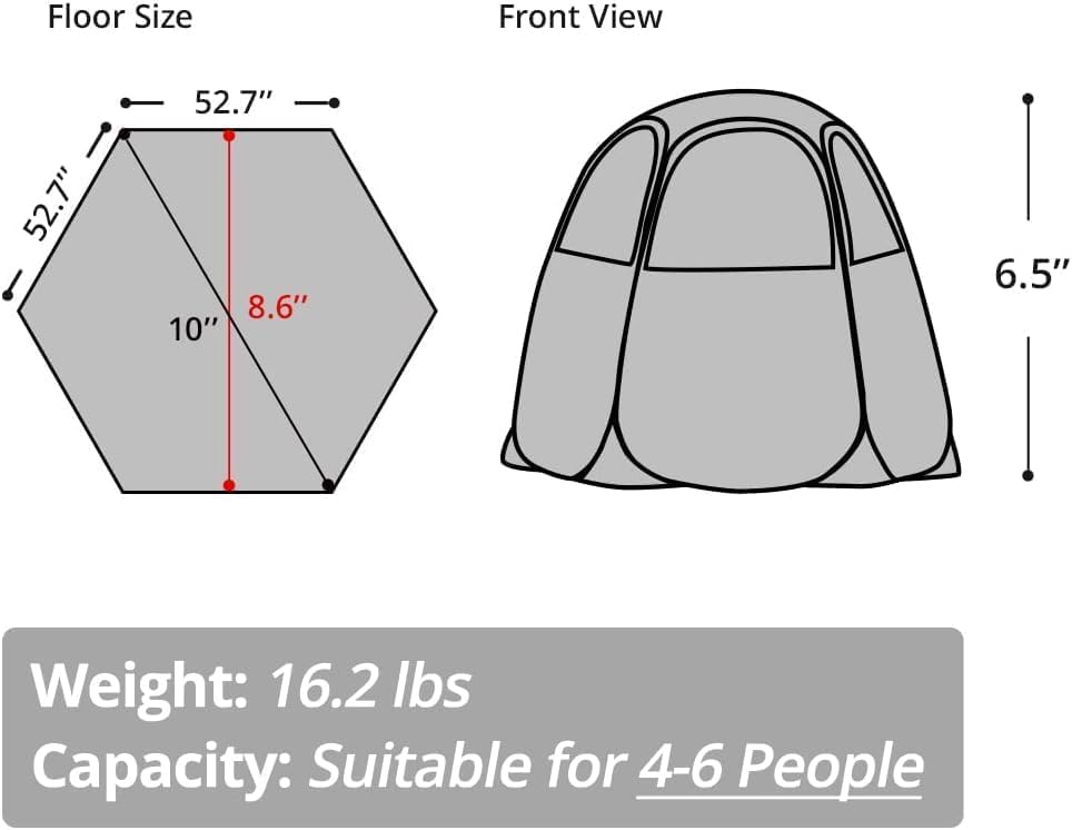 Alvantor® Pop Up Screen House Tent, UPF 50+ and Windproof Dome Outdoor Canopy Tent with Roll Up Zipped Door Privacy Gazebo, Compact & Lightweight for Party Camping Fishing Picnic - color: Khaki, size: 10'x10'