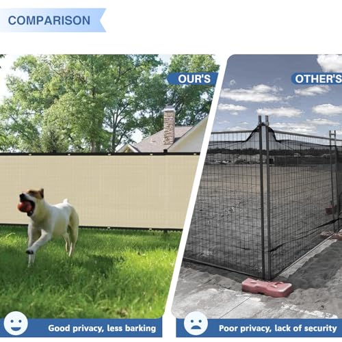 E&K Sunrise 6' x 25' Privacy Fence Screen with Grommets, Outdoor Windscreen Fence Covering Privacy Screen UV Blockage for Backyard Garden Patio, Zip Ties Included (Beige) - color: Beige, size: 0 6' x 25'