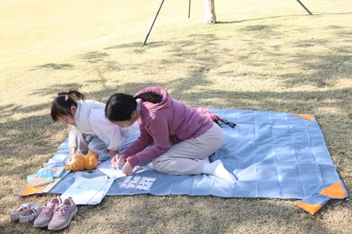 Orga'Neat Pocket Picnic Blanket, Beach Mat Waterproof Sandproof, Compact Lightweight Small Tarp for Camping, Hiking, Backpacking, Festival, Travel, Foldable in Bags (Grey/Orange, 55"x79") - color: Grey/Orange, size: 55"x79"