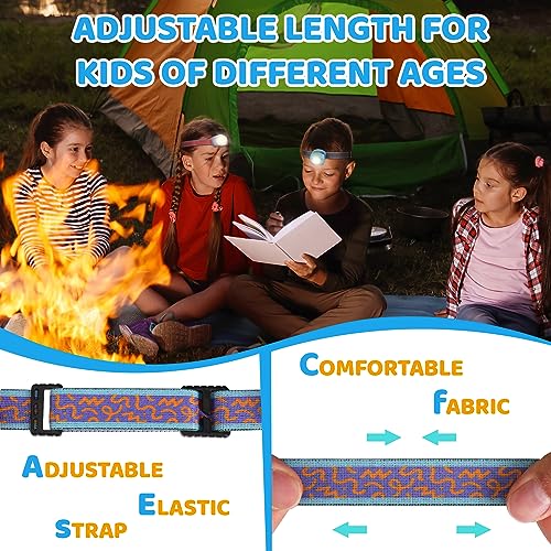 EverBrite LED Headlamp Rechargeable Kids Headlamp with RGB Mode and Adjustable Headband, 3 Modes Multicolor Headlamp for Kids, Bright Kids Head Lamp for Camping, Reading, Exploring, Hiking, Birthday - color: Azure