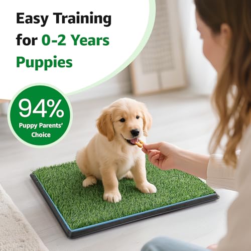 Grass Pad for Dogs Potty: 35.5” x 23.6” Indoor Dog Grass Pad with Tray 2 Pcs Replacement Artificial Grass Mats-5 Pics Disposable Puppy Pads for Puppy Training Apartment,Balcony & Apartment Use