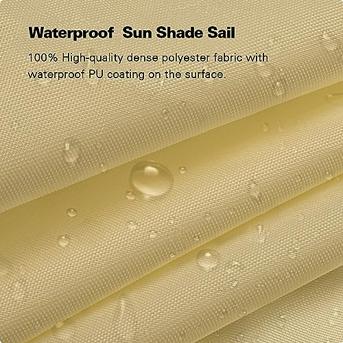 Amagenix Waterproof Sun Shade Sail 8'X10' Sand Shade Canopy Curved Edge 95% UV Blocking Awning Shelter for Outdoor Patio Backyard Garden Activities,Customized - color: Sand, size: 0 8' X 1 0', style: Waterproof Rectangular