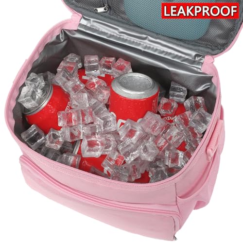 GYEUKHAM Insulated Lunch Bag for Adult/Women/Men, Reusable Large Lunch Box Cooler Soft Leakproof Tote, Thermal Meal Prep Lunch Pail with Adjustable Shoulder Strap for Picnic/Travel/Office,Pink - color: Pink