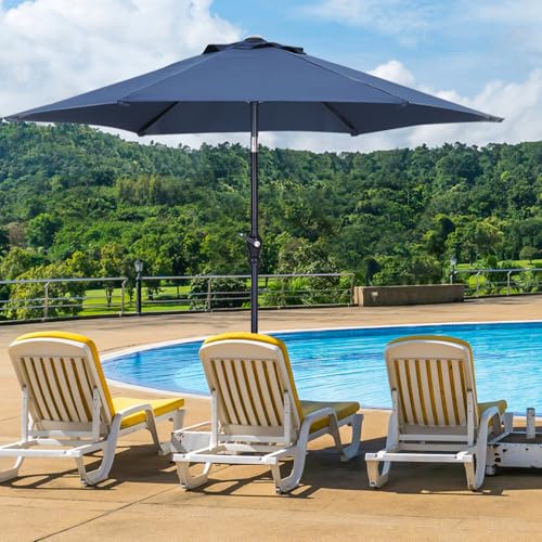 GDY 7.5FT Patio Umbrella Outdoor Table Umbrella,Market Umbrella with Push Button Tilt and Crank for Garden, Lawn, Deck, Backyard & Pool (Navy Blue) - color: Navy Blue, size: Umbrella Only