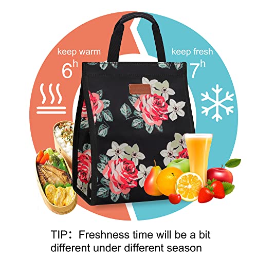 Lunch Bags for Women Insulated Reusable Lunch Tote with Internal Pocket, Lunch Tote bag for Work (Flower) - color: Flower, size: 1 pack
