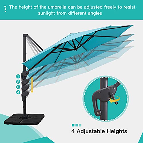 Sunnyglade 11Ft Cantilever Patio Umbrella Deluxe Offset Umbrella 360°Rotation & Integrated Tilting System Heavy Duty Patio Hanging Umbrella for Market Garden Deck Pool Backyard Patio (Blue, 11 ft) - color: Blue, size: 11 ft