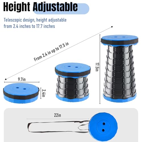 Doseno Upgraded Foldable Stool Thickened, Portable Collapsible Stool Retractable Stool for Fishing, Hiking Tours, BBQ, Parties, Outdoor Activities (Blue, 1pack) - color: Blue, size: 1pack