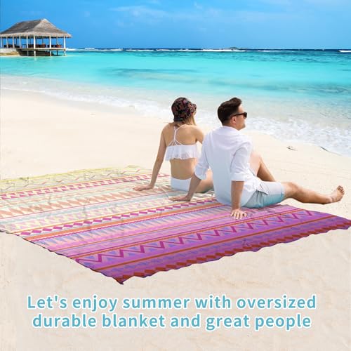 Beach Blanket 78''×110'' Suits 1-7 Adults Waterproof Sandproof Oversized Lightweight Blanket Packable Large Picnic Mat for Beach Travel Camping Picnic Hiking - color: Boho, size: 78''x110''