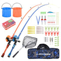 LEOFISHING Portable Kids Fishing Rod Set 2Pack Telescopic Fishing Poles for Boys and Girls Fishing Rod and Reel Combos with Full Kits Fishing Net and Bucket for Toddler Youth