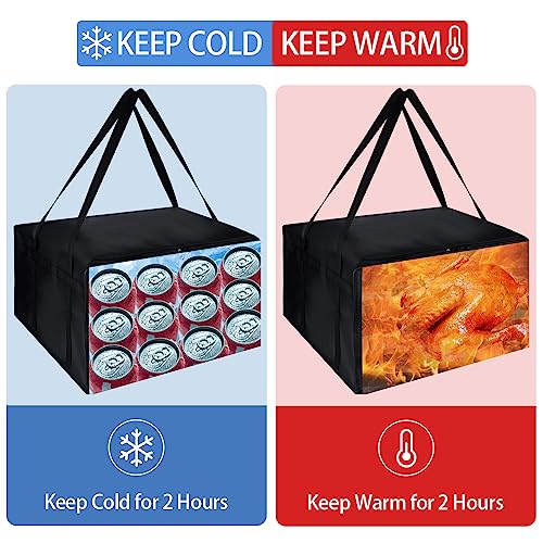 Insulated Pizza Delivery Bag for Carry Hot, 20" x 20" x 14" Insulated Food Delivery Bag, Grocery Cooler Bags for Catering/Drivers, Commercial Food Warmers（Black, 1Pk） - color: Black, size: 20 X 20 X 14 Inches