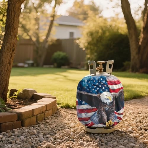 American Eagle Propane Tank Cover Fits Standard 20 lb Tank Cylinde Travel Trailer Propane Covers with Elastic Slip in Gas Cover Water & Wear-Resistant for Outdoor and Indoor Use - color: American Eagle