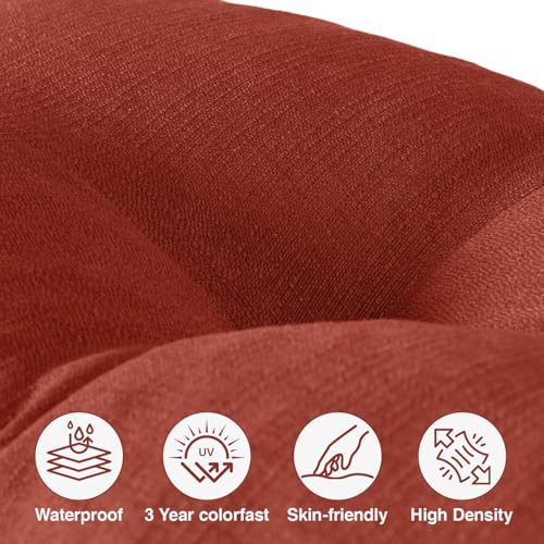 Favoyard Indoor/Outdoor Bench Cushion 36 x 14 Inch Waterproof & 3-Year Fade-Resistant Patio Furniture Cushions for Garden Porch Swing Chair Tufted Pad for Sofa Couch Seat with Ties, Red - color: Red, size: 36 x 14 In