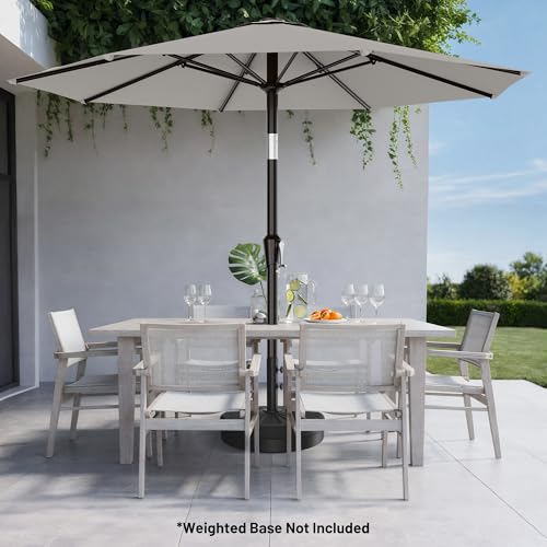 AreShark 10 FT Outdoor Patio Umbrella, Patio Table Umbrella with Push Button Tilt and Crank, Outdoor Patio Umbrellas with 8 Fiberglass Ribs, Patio Umbrellas for Market, Garden, Pool (Light Gray) - color: Light Gray