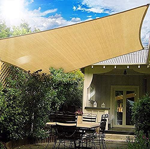 Rectangle Sun Shade Sail Canopy, 6' x 10' Patio Shade Cloth Outdoor Cover - Sunshade Fabric Awning Shelter for Pergola Backyard Garden Carport (Sand) - color: Sand, size: 6' x 10' Rectangle