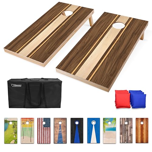 GoSports 4 x 2 ft Regulation Size Wood Cornhole Boards - 10 Vintage Wood Designs (Choose Your Style) - color: Walnut