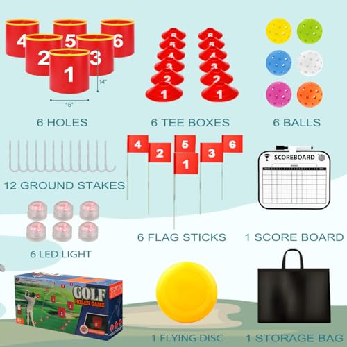 Golf Yard Bucket Games, 6 Holes Golf Practice Game with Flag, Indoor Outdoor Golf Chipping Game for Park, Beach, Backyard, Lawn - size: 5 SET