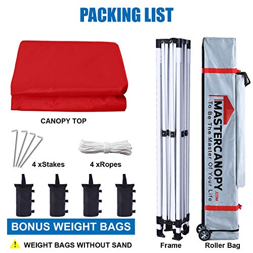 MASTERCANOPY Pop Up Canopy Tent Commercial Grade Instant Shelter (8x8, Red) - color: Red, size: 8x8