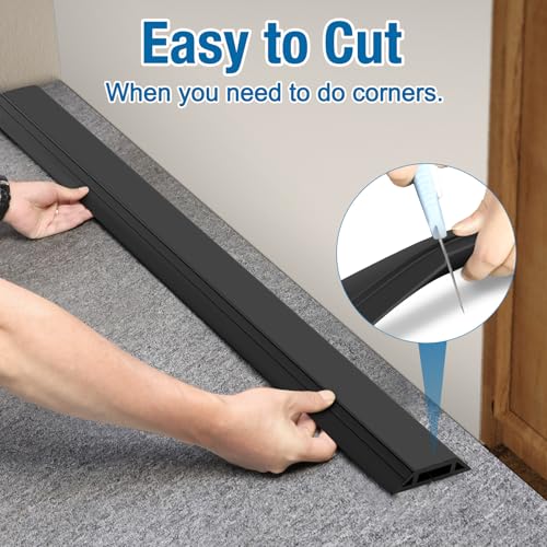 Eapele 10 ft Floor Cord Cover Heavy Duty Cable Protector, Easy to Unroll, Prevent Trip Hazard for Home Office or Outdoor Settings (Black) - color: Black, size: 10 feet-1pc