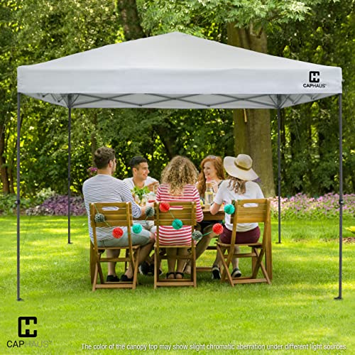 Fencer Wire 12ft x 12ft Pop Up Canopy Tent, Heavy-Duty Commercial Grade with Patented One-Push Central Locking, Portable and Instant Folding Shelter with Wheeled Carry Bag and Weight Bags, White - color: White, style: 12x12