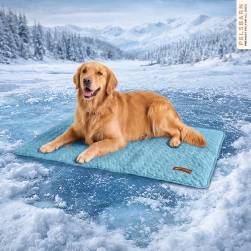 Pelsbarn Dog Cooling Mat- Ice Silk Summer Comfort, Self Cooling, Non-Slip Dog Pad, Durable & Washable, Mat for Extra Large Dogs 33 x 45, Support Shelter Dogs with Every Purchase (Blue) - color: Light Blue, size: Extra Large