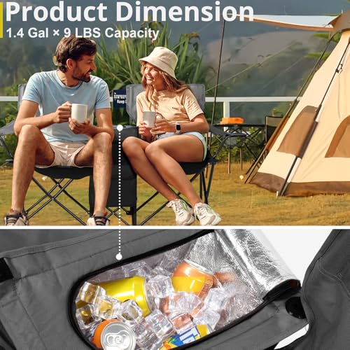 Double Camping Chair with Canopy Shade,Portable Outdoor 2-Seat Beach Chairs for Adults,Folding Lawn Chairs with Sunshade & Table Holder & Carry Bag,Support 360 LBS,for Sports Lawn Patio Outside Black - color: Black