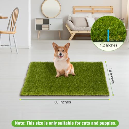 CooRug Fake Grass, 30 x 17 Inches Artificial Grass for Dogs, Realistic Turf for Indoor Outdoor Door Mat Balcony Patio Lawn Decoration - size: 30" X 17"