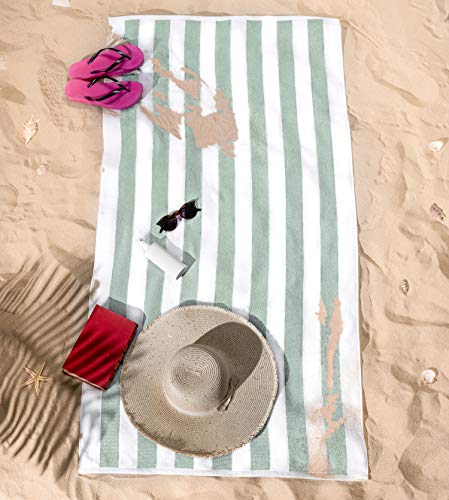 American Soft Linen Cabana Striped Beach Towels, 30x60 inch 4 Piece Oversize Pool Towels, Quick Drying Sand Free Swim Towels, Mint Green - color: Mint