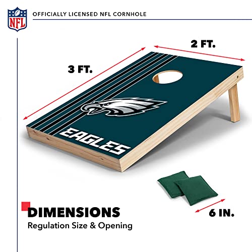Wild Sports 2' x 3' Solid Wood Cornhole Set with Direct Print HD Team Graphics – Great Gift for Any Football Fan! Bean Bag Toss Family Outdoor Games – NFL Philadelphia Eagles